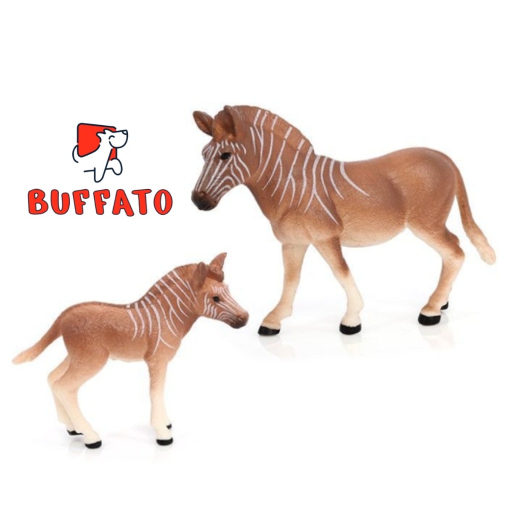 Buffato โมเดลสัตว์ Quagga ม้าลาย ควากกา แม่ลูก ชุด 2 ตัว (จากหาดใหญ่)