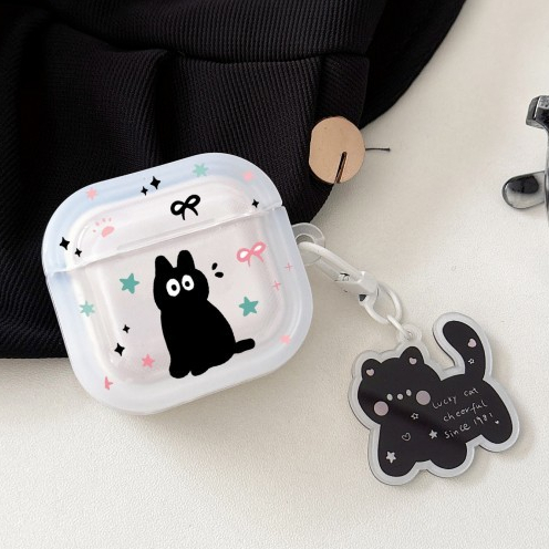 จัดส่งจากกรุงเทพ AirPods 4 case Pro2 Pro 3 2 1 cute แมว Case แมวดำตัวน้อย กรณีปลอกสําหรับ AirPods ge