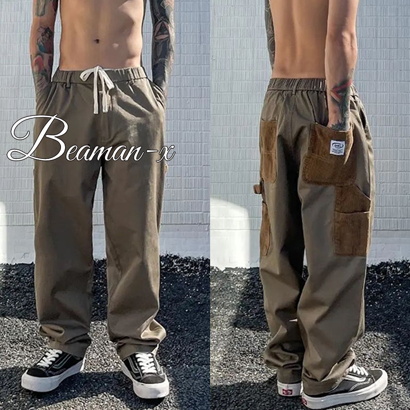 Beaman-Xกางเกงคาร์โก้ลําลอง กางเกงกีฬาลำลอง สินค้าใหม่ ทรงหลวม เหมาะสำหรับทุกโอกาส M-3XL เอวยางยืด เหมาะกับทุกรูปร่าง