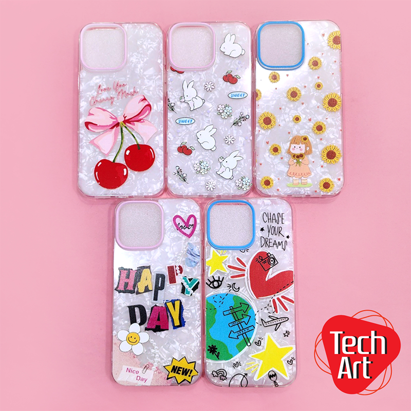 เคสแผ่นเกร็ดน้ำแข็งสีรุ้ง i11 14 15ProMax 16 16ProMax Samsung  A03 A03s A06 A12 A22(5G) A52 A55พิมพ์