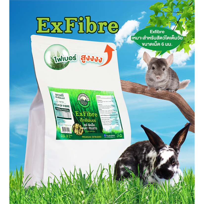 Proudny Exfibre อาหารเสริมใยอาหารสูงพรีเมี่ยมสำหรับสัตว์ฟันแทะ ขนาด 2 กิโลกรัม