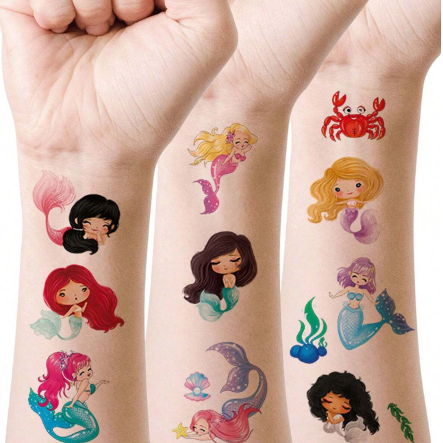 🦄 มีส่งด่วนในวัน พร้อมส่งจากกทม.🦖 Sticker Tattoo สำหรับเด็ก สีชัดกันน้ำ กันเหงื่อทุกแผ่นค่ะ - รูปที่ 3