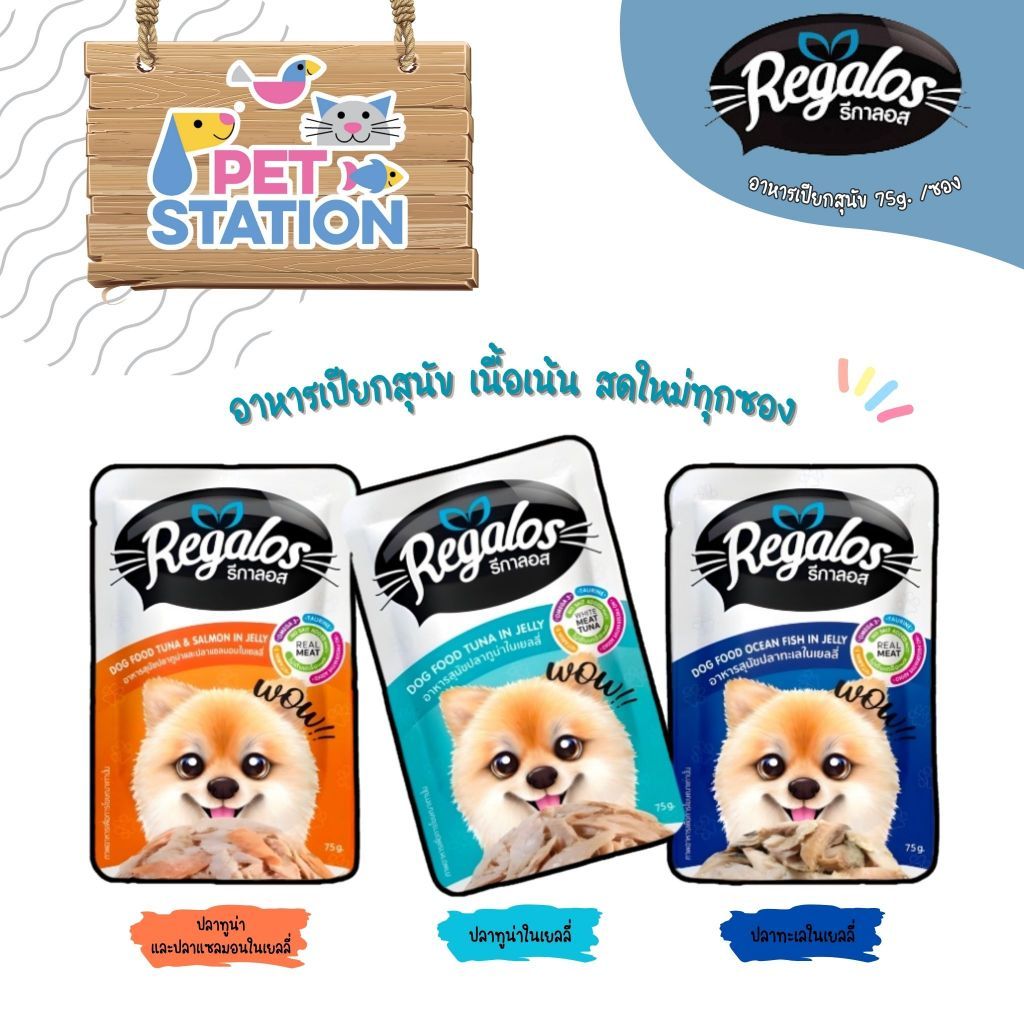 Regalos อาหารเปียกสุนัข (1 ซอง) ไม่เติมเกลือ บำรุงสายตา บำรุงขนและผิวหนัง ขนาด 75 กรัม