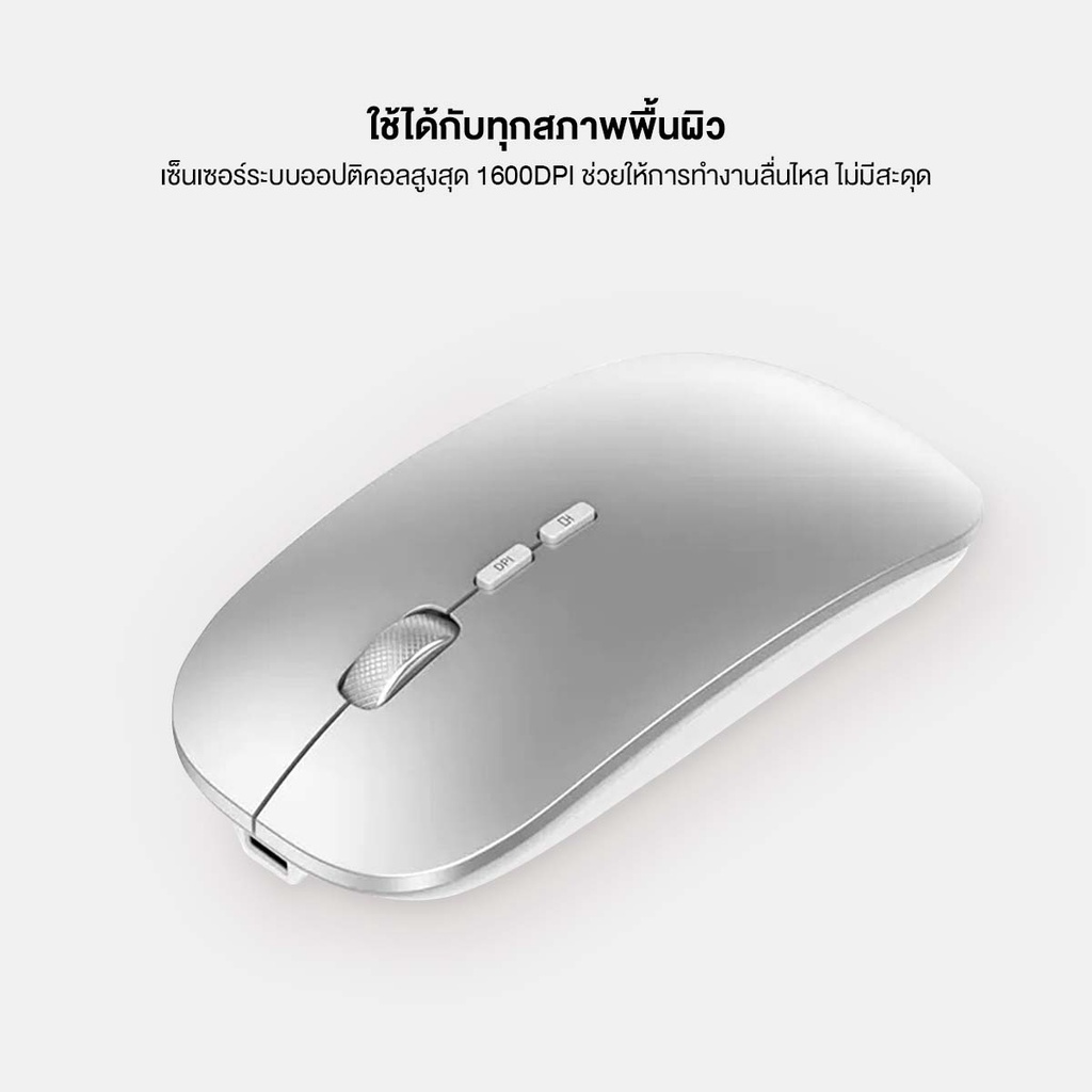 เมาส์ไร้สาย IWACHI i5 เมาส์ไร้สาย ปุ่มกดไร้เสียง ปรับDPIได้3ระดับ ชาร์จแบตได้
