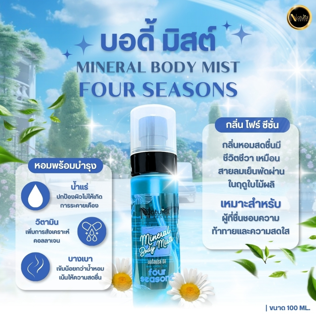 บอดี้ มิสต์ Perfume Body Mist น้ำหอมฉีดผิวกาย น้ำหอม ผสมน้ำแร่ วิตามินบำรุงผิว หอมติดผิว 100ml.