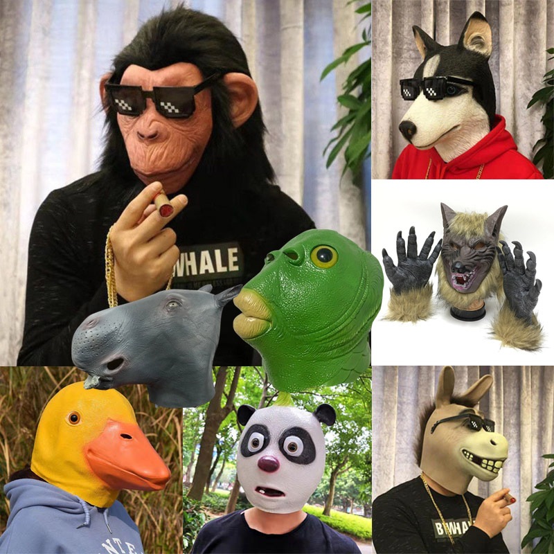 😈หน้ากากคอสเพลย์ เล่นเป็นสัตว์ Animal face mask Cosplay แกล้งคน หลายแบบ
