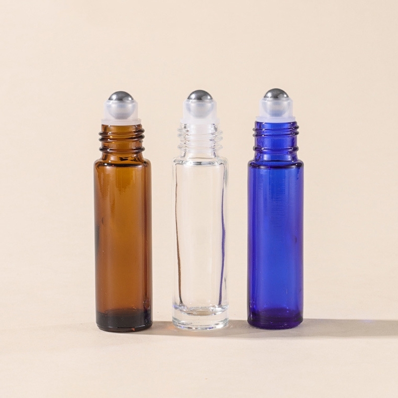 (แพ็ค 10 ชิ้น) ขวดแก้วหนา หัวลูกกลิ้งเหล็ก ฝาลายไม้ ขนาด 5-10 ml. #P436 ขวดใส่น้ำมัน น้ำหอม รีฟิล พกพา PackingDD