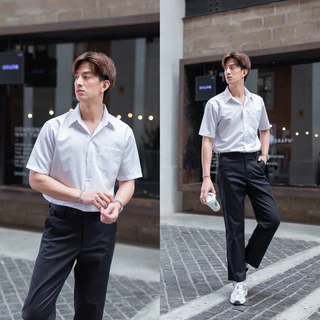 เสื้อนักศึกษาชาย เสื้อนักศึกษาชายแขนยาว แขนสั้น รอบอก 36“-56” ผ้านิ่มใส่สบาย สีขาวนวล ขาวสว่าง ขาวโอโม่
