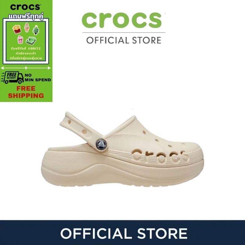 CROCS รองเท้าลำลองผู้หญิง BAYA PLATFORM CLOG - Color  Bone, white