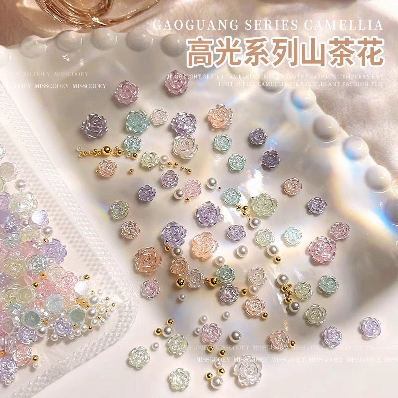 อะไหล่ดอกกุหลาบคละสีคละไซส์ ตกแต่งเล็บให้สวยงาม 50 ชิ้น/ห่อ สินค้าพร้อมส่ง