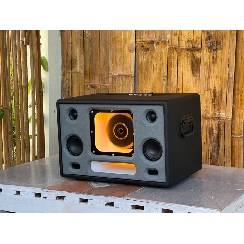 ลำโพงบลูทูธ แบนพาส 6.5 นิ้ว ว้อยคู่ 200 วัตต์ เลือกสีได้ เสียงดี แบตอึด เบสแน่น