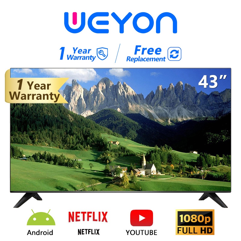 WEYON  Smart TV 43นิ้ว wifi  ทีวีราคาถูกๆ ทีวีจอแบน youtube NETFLIX