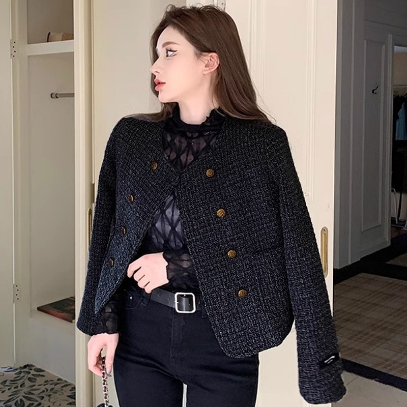 Suysuy พร้อมส่ง เสื้อทวิต แขนยาว รุ่นกระเป๋าหน้า 2 ข้าง ทรงลูกคุณมาก ดีไซน์กระดุมหรูหราสุดๆ (มีซับใน) ผ้าใส่สบาย ไม่คัน