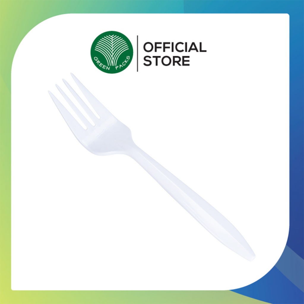 [ยกลัง] ส้อม ยาวพลาสติก สีขาว 1000 ชิ้น/ลัง ช้อนส้อมพลาสติก ช้อนส้อม Greenpacks