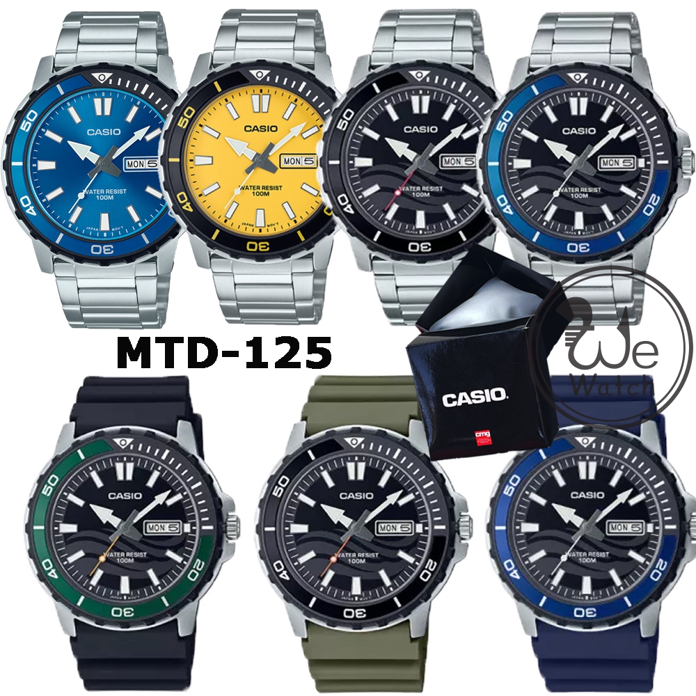 !!ประกัน1ปีและกล่อง CMG!! CASIO รุ่น MTD-125 นาฬิกาผู้ชาย ทรงสปอร์ต กันน้ำ100 เมตร MTD MTD125 MTD-12