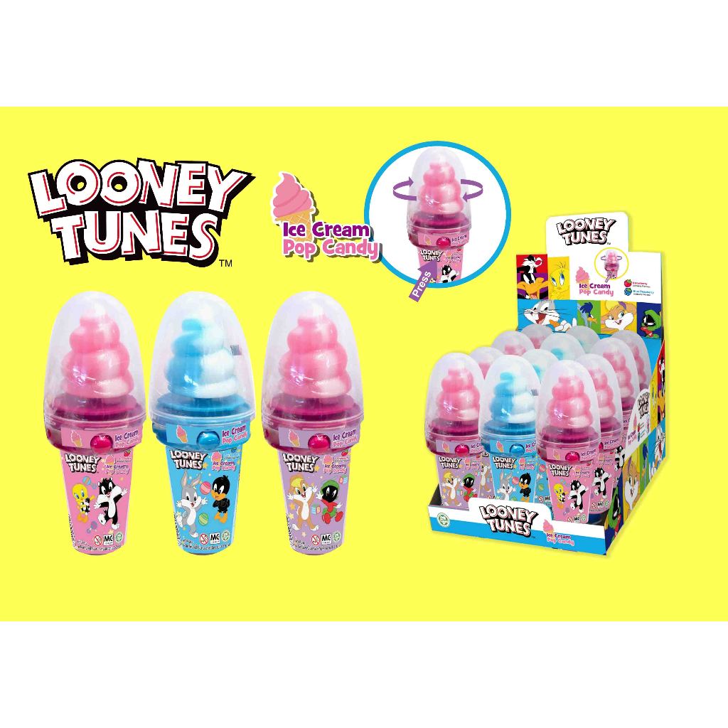 **ยกแพค** ลูนี่ย์ตูนส์ อมยิ้มไอศครีมป๊อปแคนดี้ 22g LOONEY TUNES ICE CREAM POP CANDY 22 G.