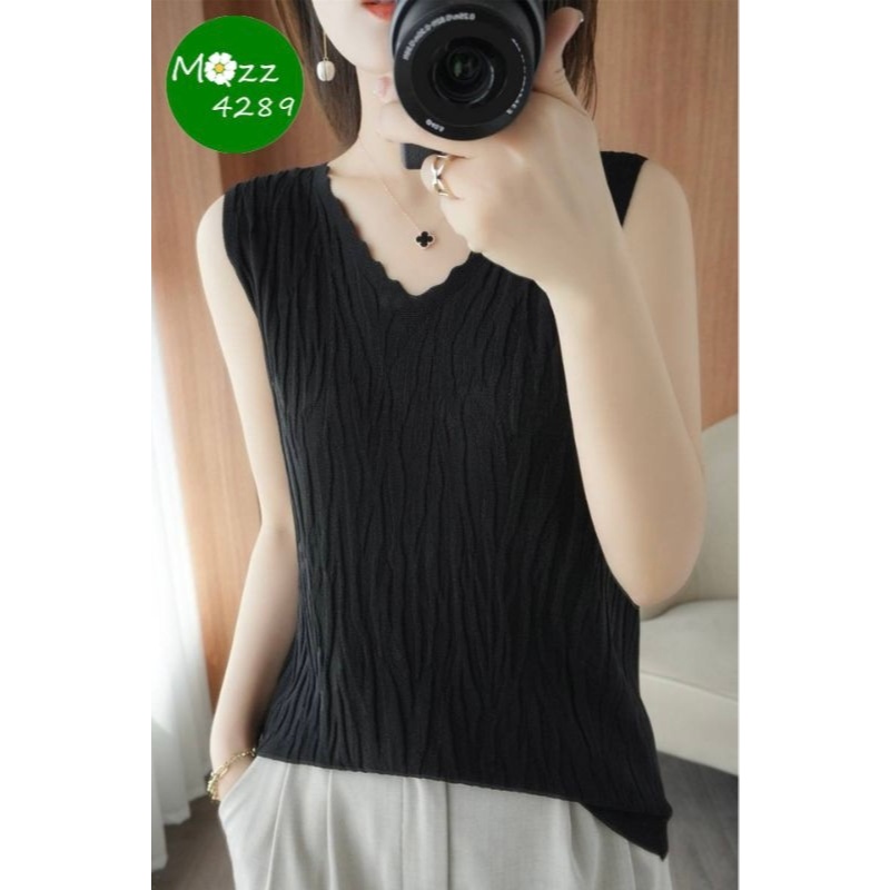 MQzz4289 *พร้อมส่ง* เสื้อกล้ามแขนกุดคอวี ยืดได้เยอะมาก ผ้านุ่มนิ่ม FreeSize – โปรปัง