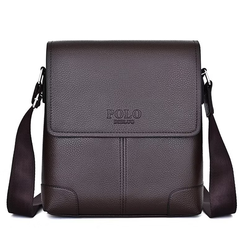 กระเป๋าสะพายข้างหนังแท้สำหรับผู้ชาย POLO DS ของแท้ 100% รุ่นเรียบหรู ขนาดใหญ่ 10 นิ้ว ใส่ iPad ได้ ความจุขนาดใหญ่แฟชั่น
