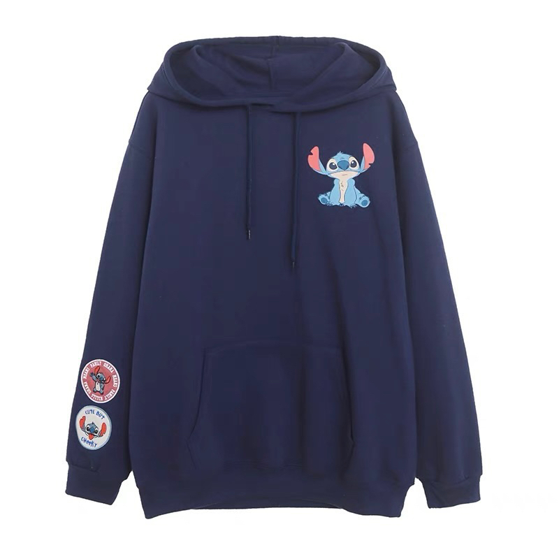 STITCH HOODIE 🧊 เสื้อฮู้ด Stitch แต่งลายปักแขน +ด้านหลัง Disneyแท้ (TS491)