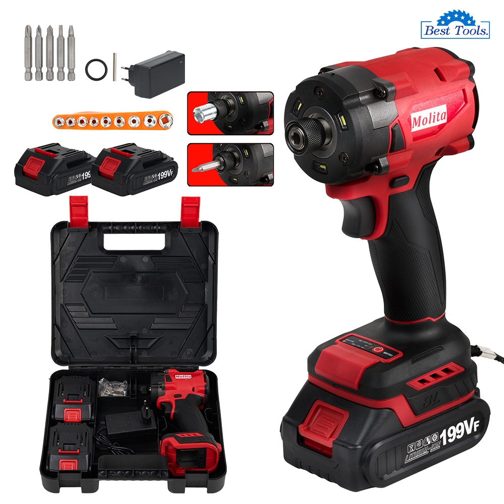 MOLITA ไขควงไร้สาย 199V แบตเตอรี่ 2 ก้อน ไขควงกระแทกไร้สาย ไขควงไฟฟ้า สว่านไขควง ไขควงไฟฟ้าไร้สาย เครื่องมือเจาะไร้สายมอ