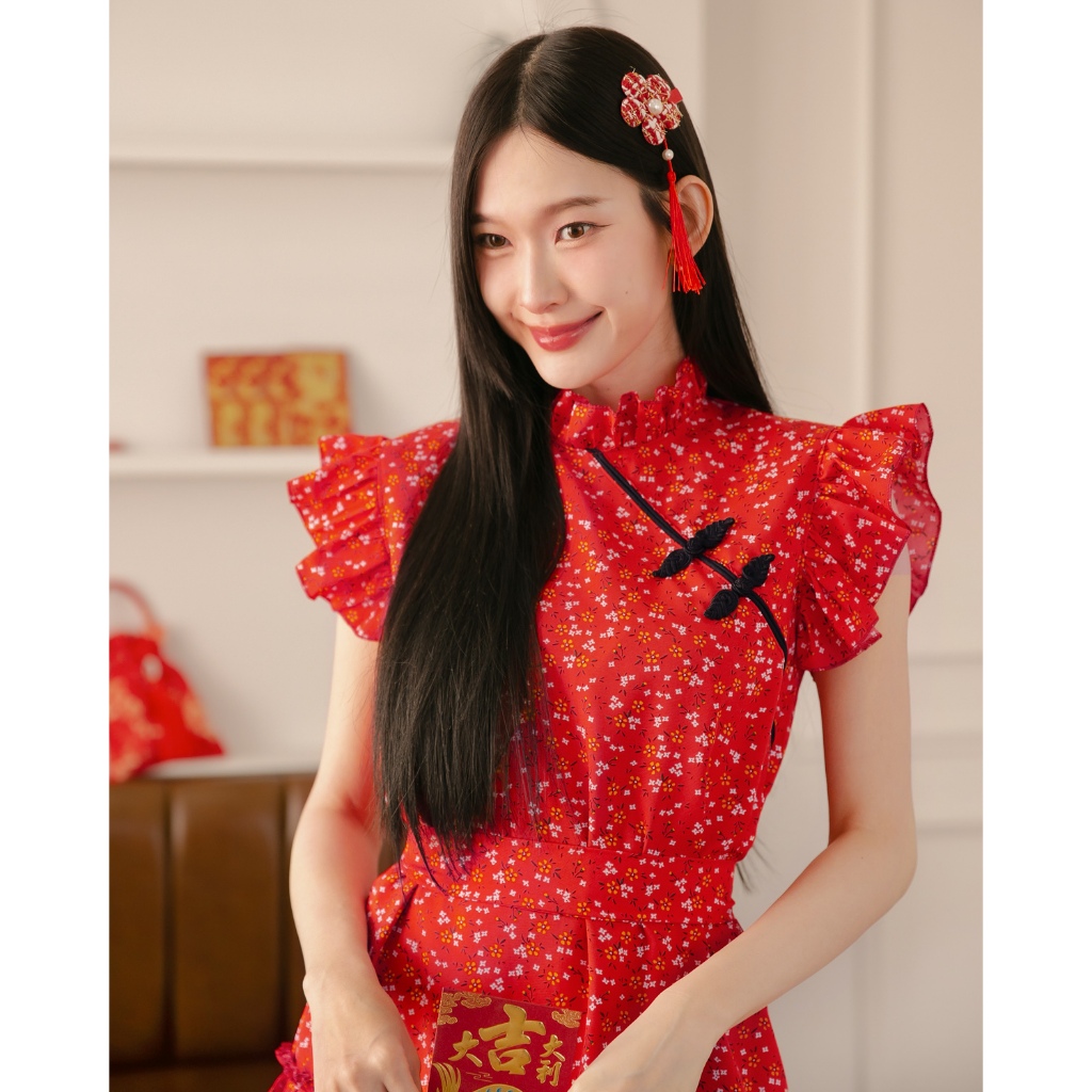DR0472 LABELLE รุ่น Qipao Sweet Dress เดรสกี่เพ้าตรุษจีน รูปที่ 5