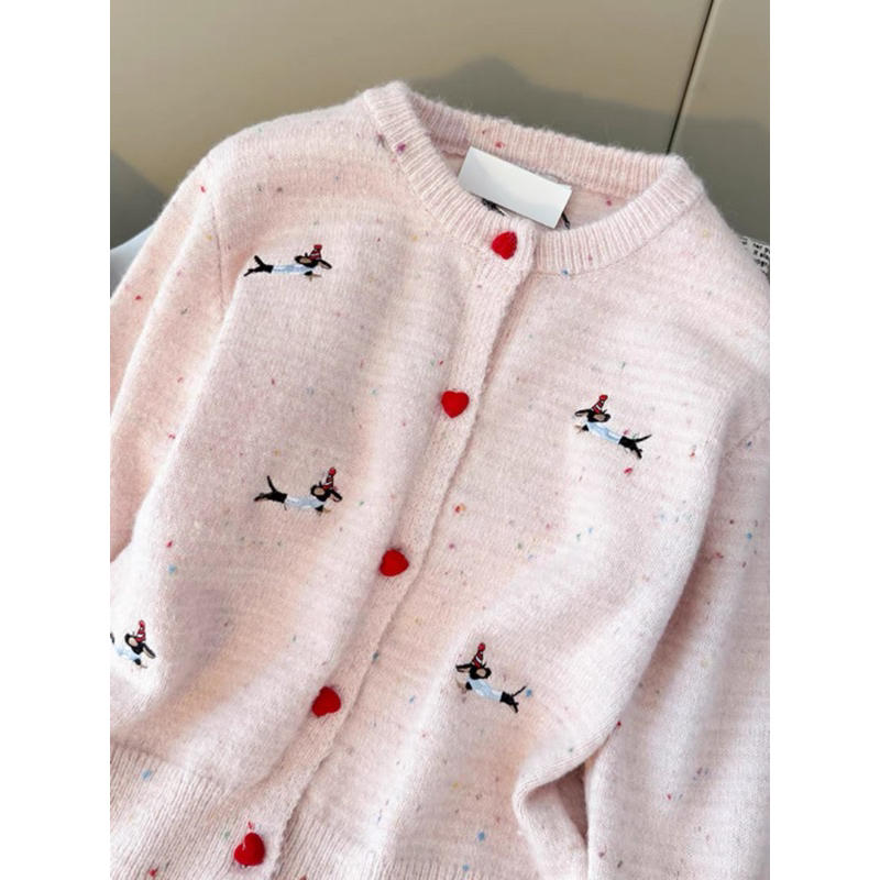 CHERISH (พร้อมส่ง) เสื้อแขนยาว ไหมพรม ผ้าหนาพิเศษ ลายหมาดัชชุน