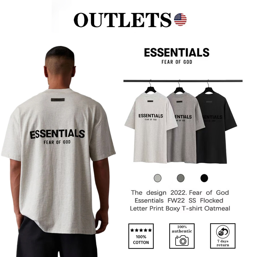 OUTLETS Fear of God Essentials T-shirts SS22 สไตล์เดียวกันสำหรับคู่รัก