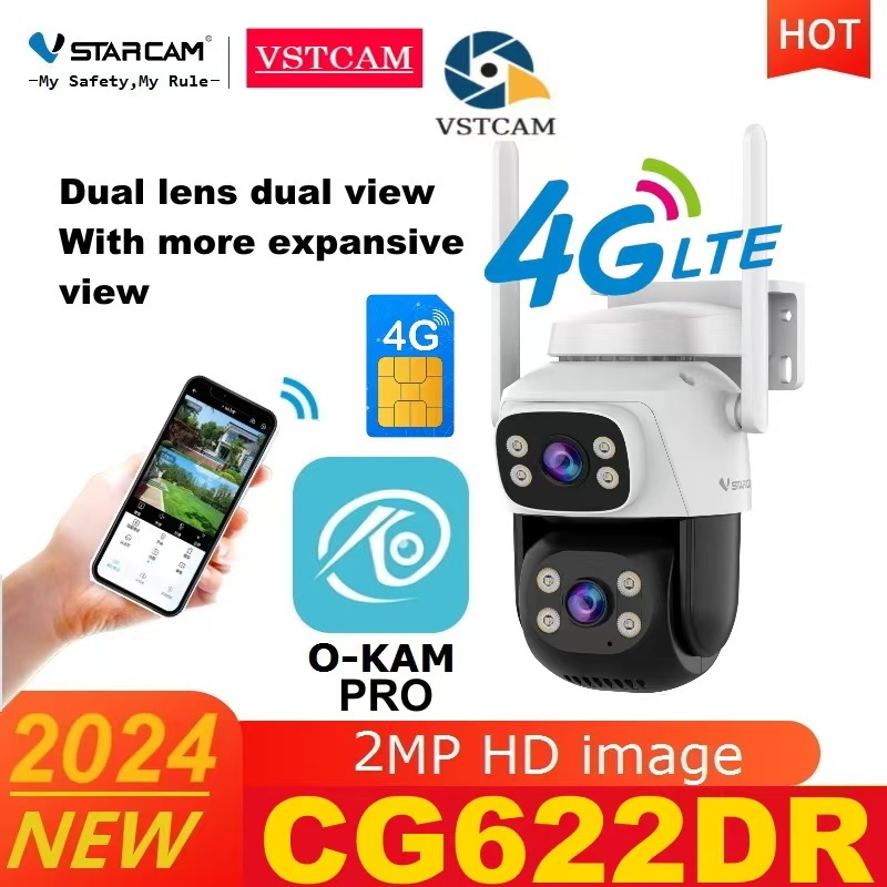 Vstarcam CG622DR ( เลนส์คู่ - ใส่ซิมได้ 4G ) ความละเอียด 2MP(1296P) กล้องวงจรปิดไร้สาย Outdoor ภาพสี