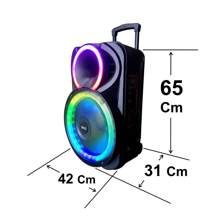 SKG ลำโพงบลูทูธ 15นิ้ว ล้อลาก พกพา แถมไมค์ลอย 2อัน ไฟวิบวับ (ปิด-เปิดได้) รุ่น KG-065 เครื่องเสียง - รูปที่ 5