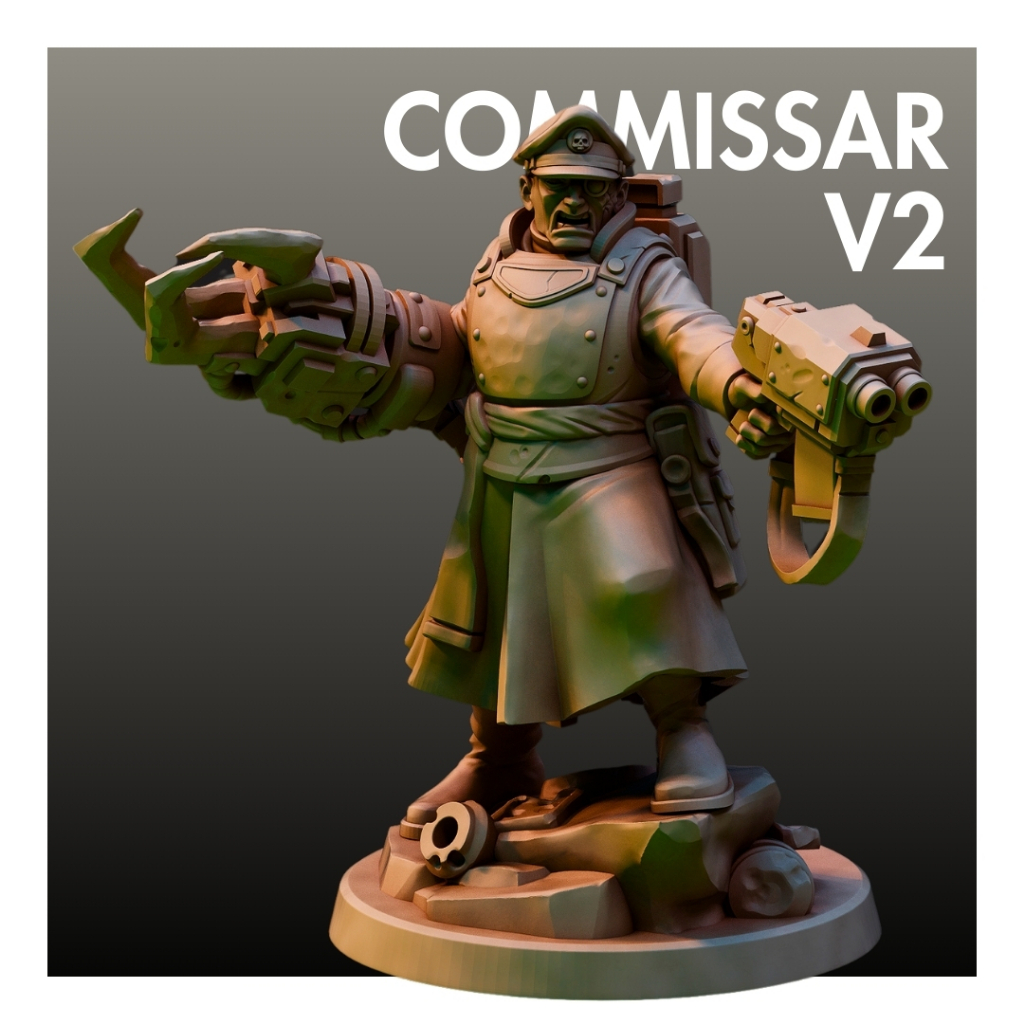 Commissar V2 - Humanoid Human / 28mm scale 3D printed miniature RPG