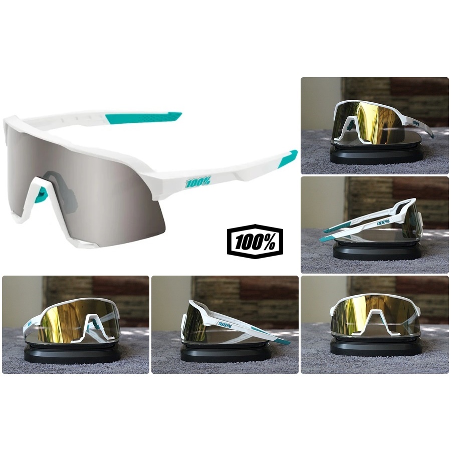 แว่นตาปั่นจักรยาน 100% S3  BORA-Hansgrohe Team White with Gold Mirror Lens (3 เลนส์)