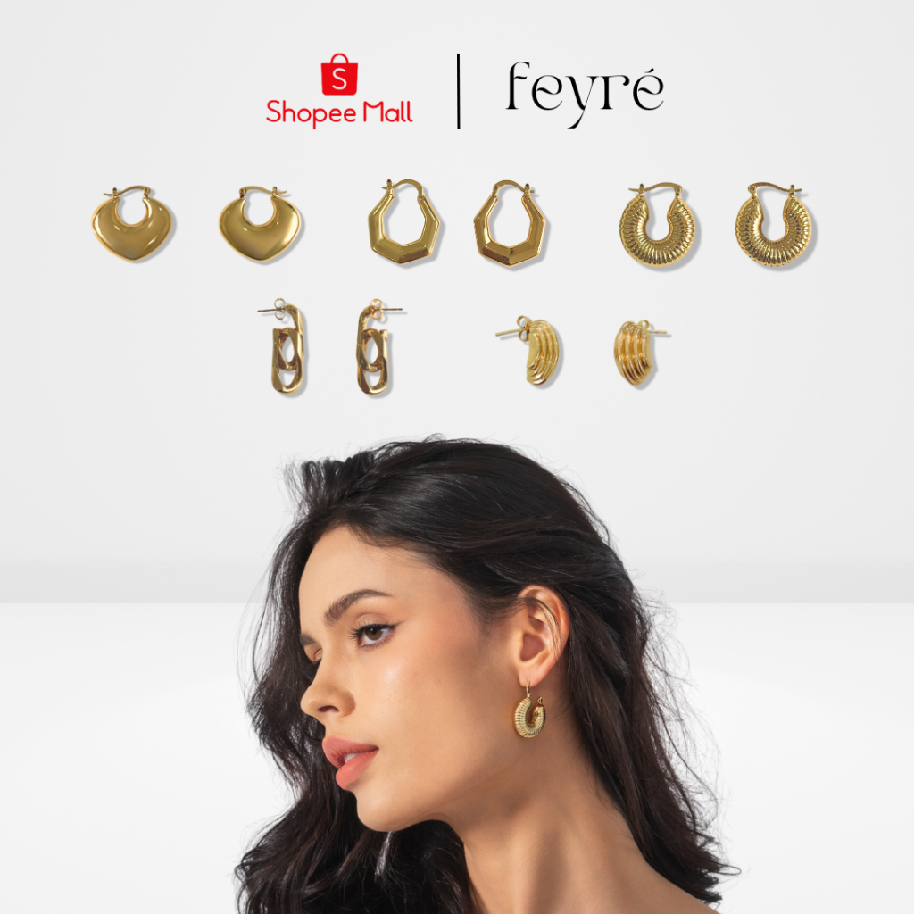 Feyre - Earrings Gold Collection ต่างหู ต่างหูสแตนเลส ต่างหูทอง กันน้ำ