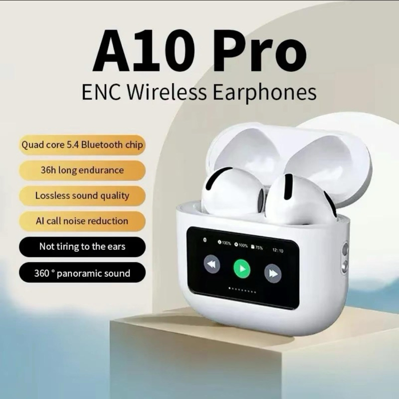 ใหม่ หูฟังบลูทูธ หน้าจอสัมผัส ลดเสียงรบกวน A10PRO 2024 สําหรับเล่นกีฬา