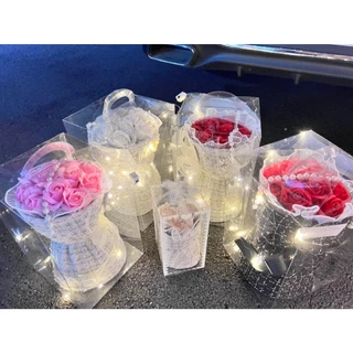 🌺พร้อมกล่อง🌺 ดอกกุหลาบ กุหลาบสบู่ ของขวัญวาเลนไทน์ ช่อกุหลาบ กุหลาบวาเลนไทน์ ของขวัญ มาพร้อมตุ๊กตาหมี พร้อมส่ง📌