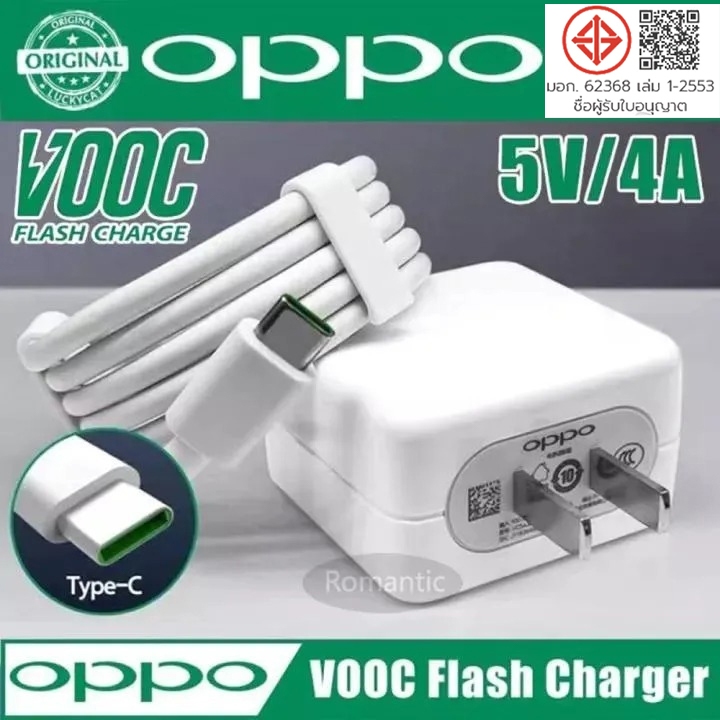 ชุดชาร์จออปโป้ OPPO 65W TYPE-C VOOC SET หัวชาร์จ+สายชาร์จ รองรับ A52020 reno R17 Fildx ชาร์จไว FlashChager รับประก