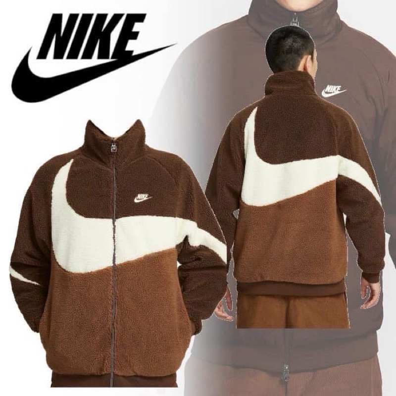 [พร้อมส่งในไทย🇹🇭] เสื้อแขนยาว ใส่ได้2ด้าน Nike Big Swoosh Reversible Boa Jacket ของแท้ 100%