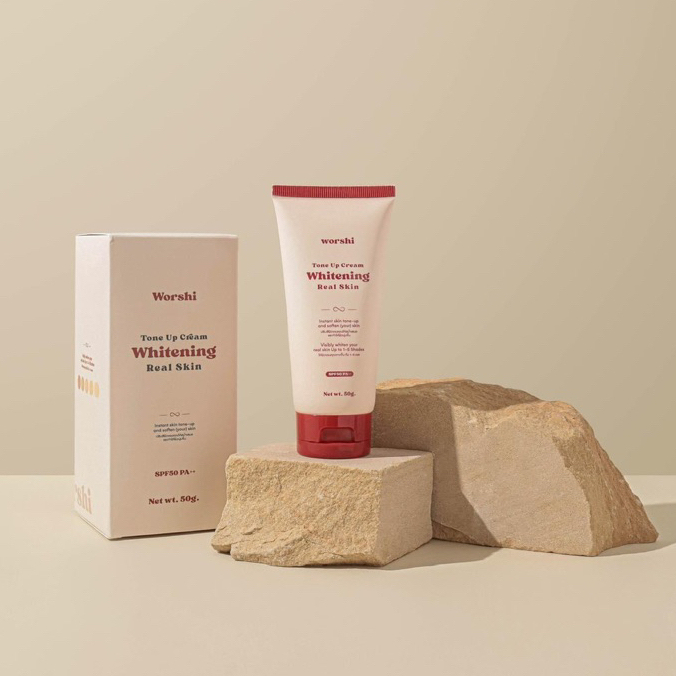 (พร้อมส่ง/ของแท้) Worshi Tone UP Cream Whitening Real Skin SPF50 PA++ 65g