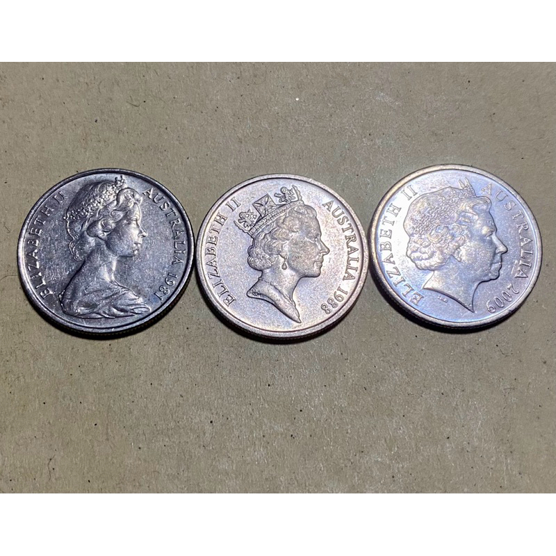 (3 เหรียญ) เหรียญ 5 เซ็นต์ ออสเตรเลีย 🇦🇺 Australia Queen Elizabeth II พระฉายาลักษณ์รุ่น 2,3,4 (3Q5C0