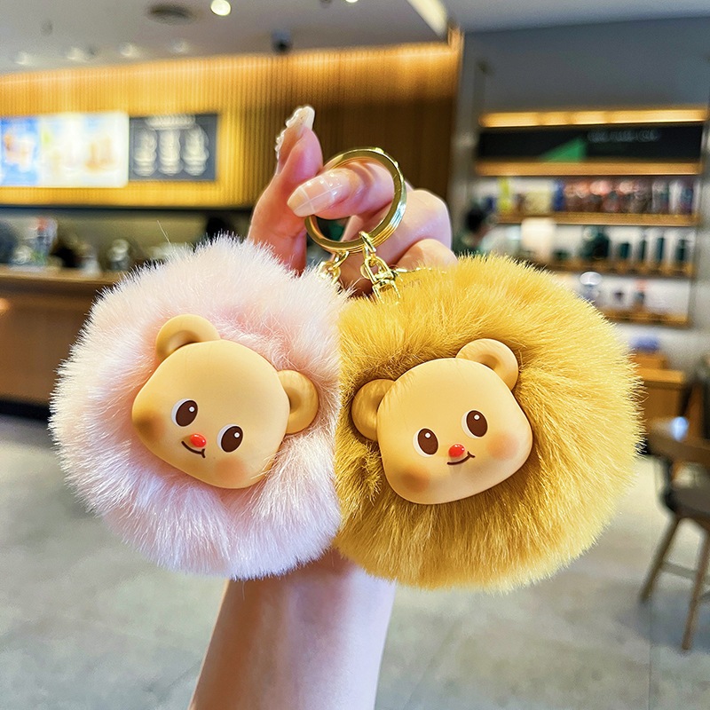 สร้างสรรค์ตุ๊กตาครีมหมีน้อย Keyfob การ์ตูนน่ารักสุทธิสีแดงตุ๊กตากระเป๋าจี้