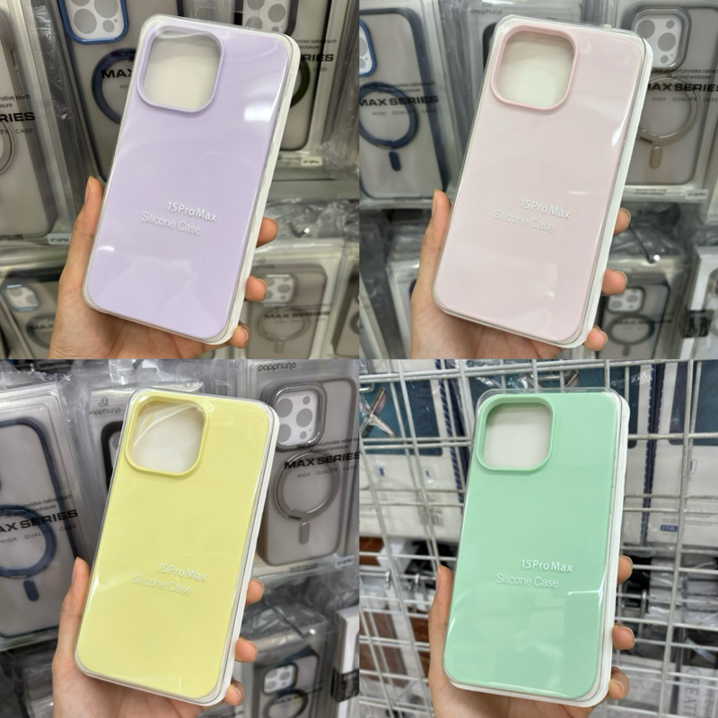 🎉พร้อมส่ง เคสกำมะหยี่โลโก้ เนื้อซิลิโคน สีพาสเทลสีเจล สำหรับรุ่นi8+ Xr xs XsMax 13 i14 i15 i13pro i14pro i15pro i14plus