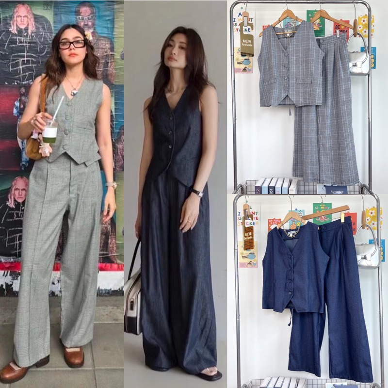 ✅เข้าเพิ่ม พร้อมส่งค่า/YY/ ชุดเซ็ตสาวอวบ เสื้อกั๊ก +กางเกง 2แบบ2สไตล์ #เสื้อผ้าไซส์ใหญ่ สาว อ้วน พลัสไซส์