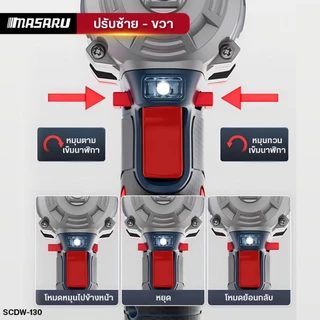 MASARU Combo set ชุดบล็อกไร้สายรุ่น SCDW-130 สว่านไขควงคลัชไร้สายรุ่น SCDI-105 แบตเตอรี่ MULTIPOWER