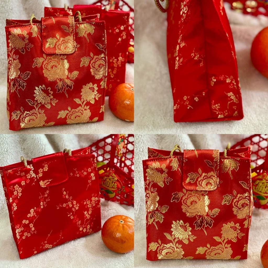 (P007) กระเป๋าใส่ส้มมงคล สำหรับตรุษจีน ใส่ส้มได้ถึง 6 ลูกขึ้นไป