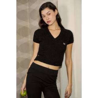 Rally RM V Knitted Crop - เสื้อ Crop แขนสั้นคอวี