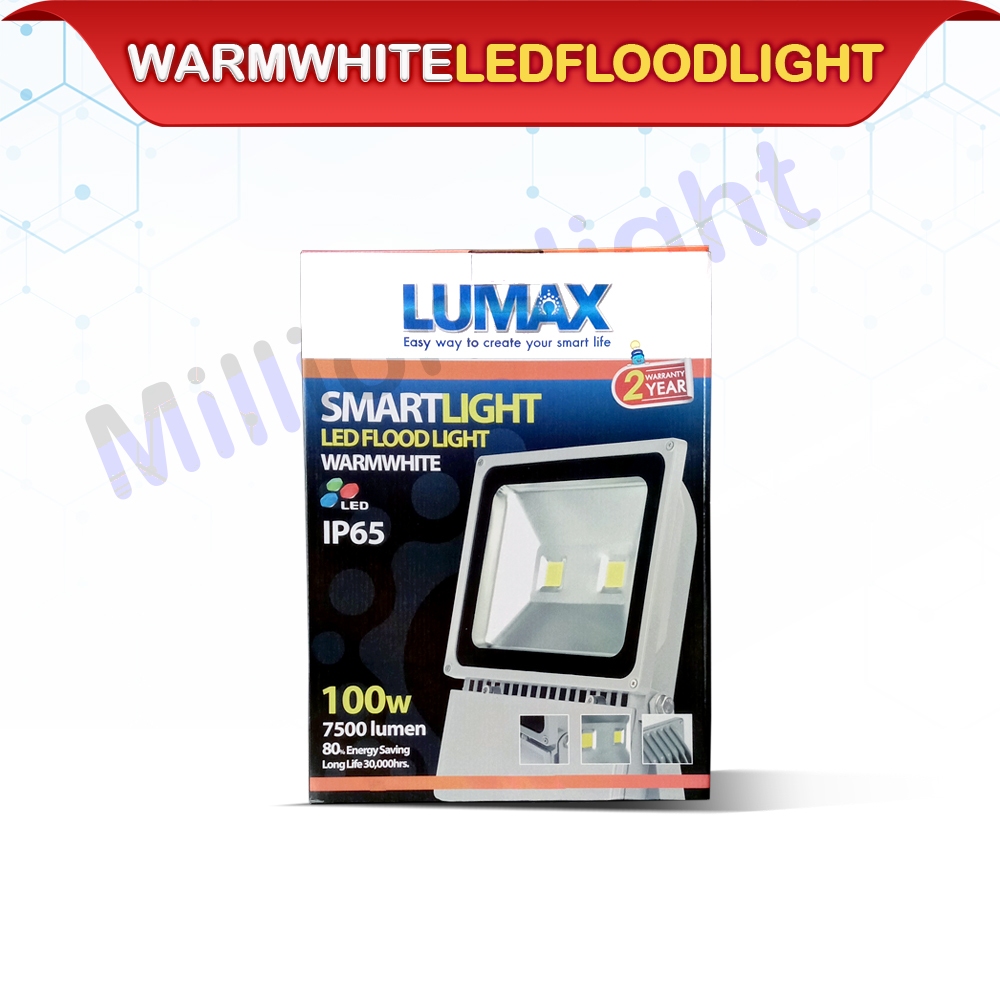 SALE ชุดโคมฉาย LED LUMAX FLOODLIGHT IP65 100W / WARMWHITE สีเทา ลดล้างสต๊อคสินค้ากล่องไม่สวย