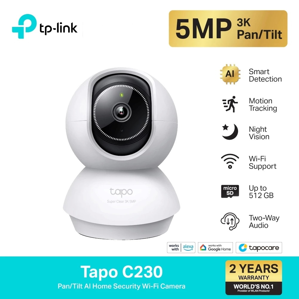 ⚡️กล้องวงจรปิดไวไฟ⚡️TP-Link (Tapo C230) 3K 5MP Pan/Tilt AI Home Security Wi-Fi Camera Two-Way Audio มี AI ตรวจจับ คมชัด