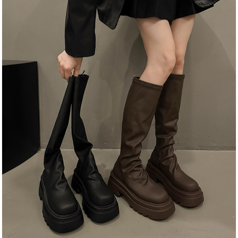 (พร้อมส่ง ในไทย) รองเท้าบูท แฟชั่น สไตล์เกาหลี ข้อยาว ข้อสั้น