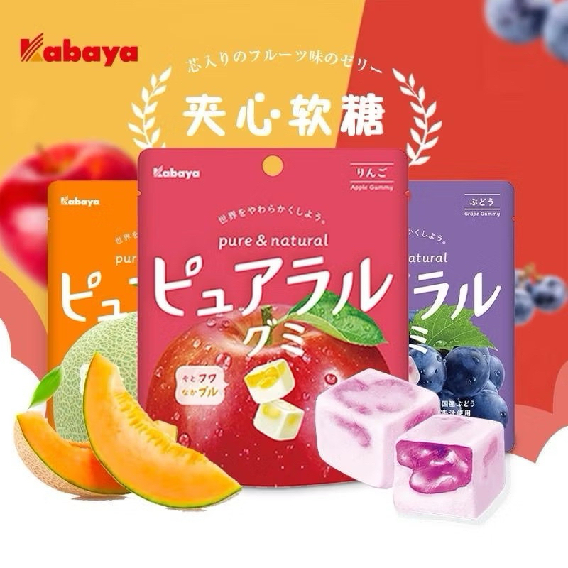 Kabaya Gummy Pure & Nature Cherry เยลลี่สอดไส้ผลไม้ จากญี่ปุ่น