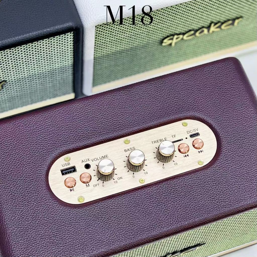 ลำโพงบลูทูธไร้สาย M18 (ปรับเบส ปรับแหลมได้) พร้อมส่ง3สี รองรับ TF/USB/AUX/FM 20W