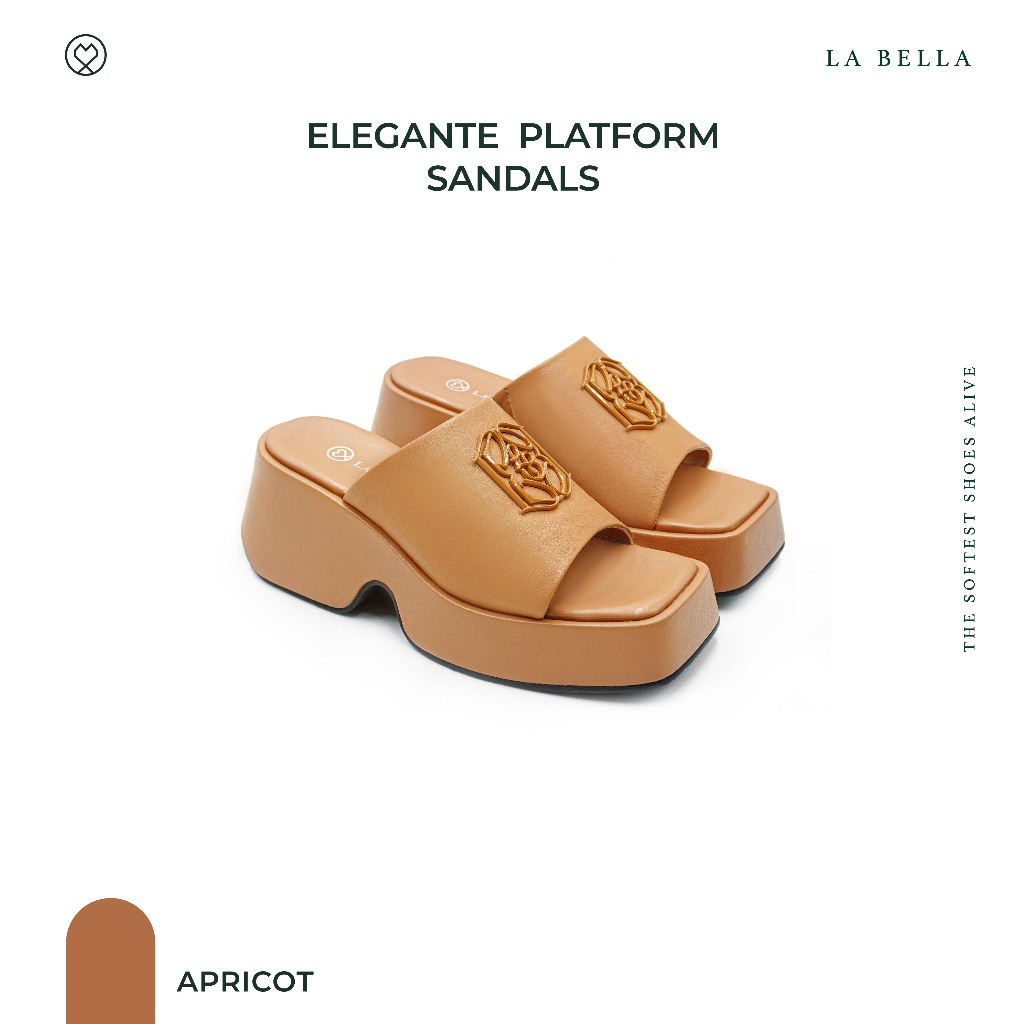 LA BELLA รุ่น ELEGANTE PLATFORM SANDALS - APRICOT
